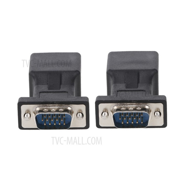 Stable Durable 2PCS VGA to RJ45 Adapter VGA Male to RJ45 Adapter Ethernet Port Converter CAT5e CAT6 Network Cable Adapter