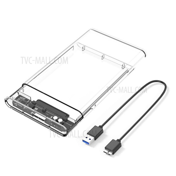 USB 3.0 External Hard Drive Enclosure Hard Drive Case 2.5 SSD/HDD Transparent Storage Case