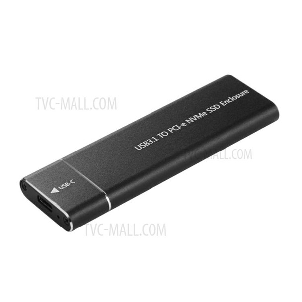 USB3.1 Type-C to M.2 M Key NVMe SSD 10Gbps High Speed Enclosure Hard Drive Disk - Black