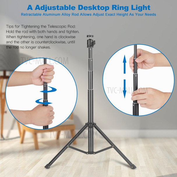 RMD-11 10 inch RGB LED Ring Light Selfie Photographic Lighting Dimmable Lamp with Control Tripod Stand
