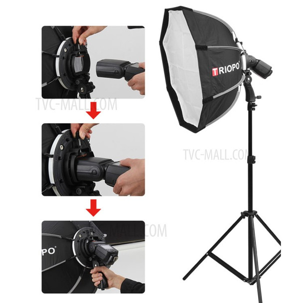 TRIOPO KS90 90cm Foldable Octagon Softbox Bracket Mount Soft Box Handle Diffuser for Speedlite Flash Light