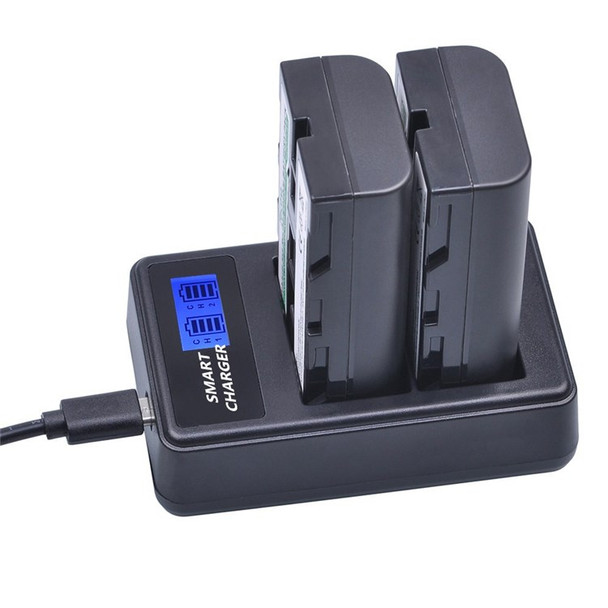 F550 For Sony NP-FM500H / NP-FM50 / NP-F550 Intelligent LCD Display Camera Battery Charger USB Cable Dual-Slot Charger