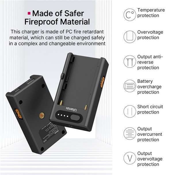 ULANZI NP-F01 Camera Battery Charger Multi-functional  Adapter for F550/F750/F970 NP-F Batteries 22W Bi-directional Quick Charger with Type-C PD Input & Output/ USB-A & D-TAP Outputs