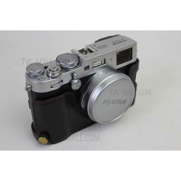 PU Leather Half Camera Case for Fujifilm X100F - Black