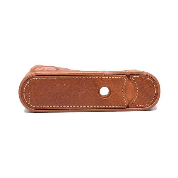 For Leica Q Detachable Textures Leather Camera Bottom Case Protective Half Body Cover Holder - Brown