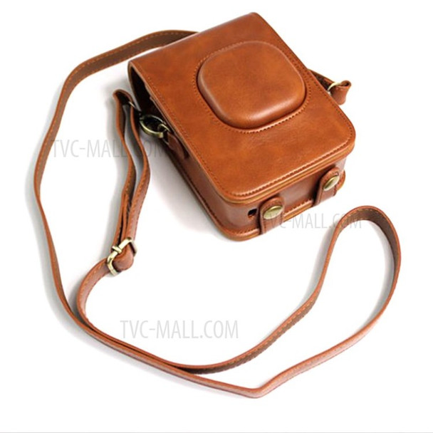 PU Leather Camera Case for Fuji Instax Mini LiPlay Polaroid Camera with Shoulder Strap - Brown