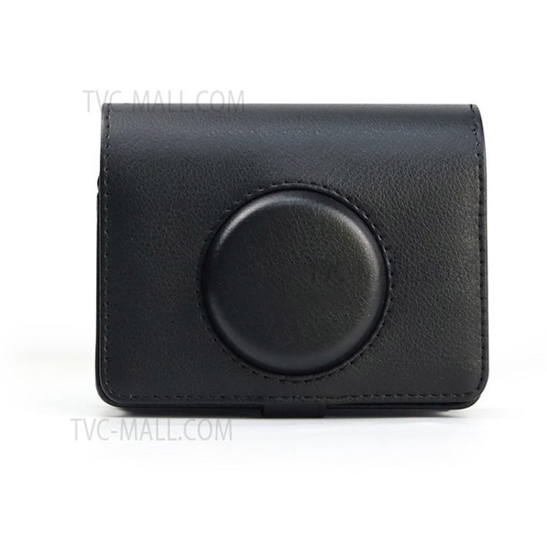 CAIUL Camera Case for Fuji Mini EVO, Retro PU Leather Lens Cover with Adjustable Shoulder Strap - Black