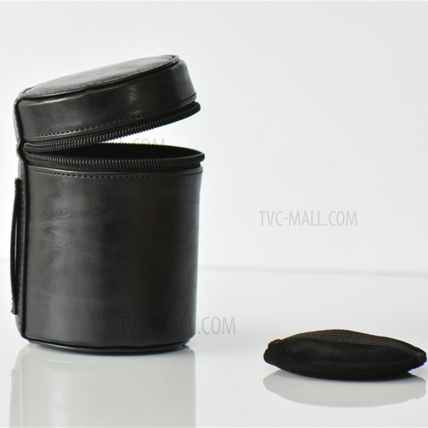 Camera Lens Bag Lens Pocket PU Leather Case for Nikon Canon Sony Fujifilm etc - Size: S / Black