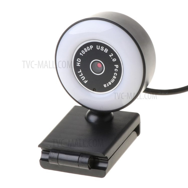 1080P FHD Streaming Webcam with Ring Light and Dual Microphone Autofocus USB Adjustable Brightness Web Camera