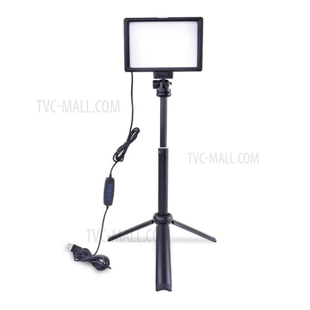 LPL-01 Video Light Dimmable 120 LED Lamp Beads USB LED Photography Selfie Light with Tripod for Makeup Video Conference - Black