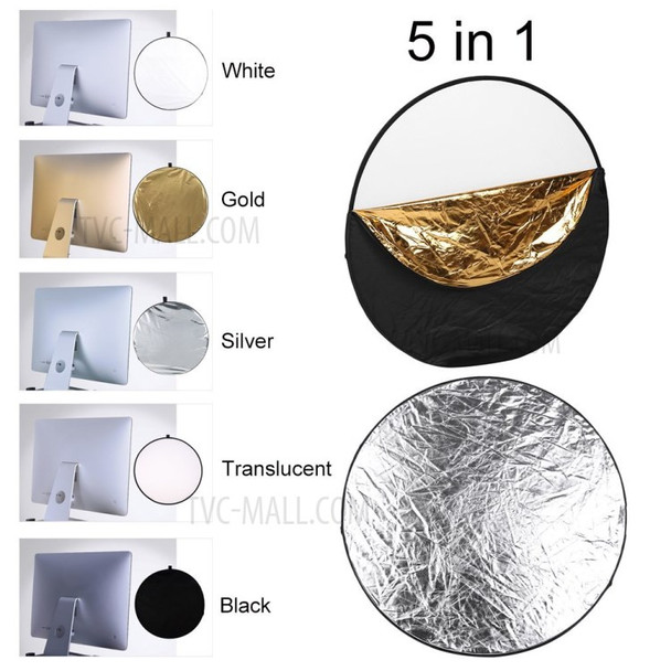 60cm 5 in 1 Round Photography Studio Light Reflector Collapsible Disc Reflector Set