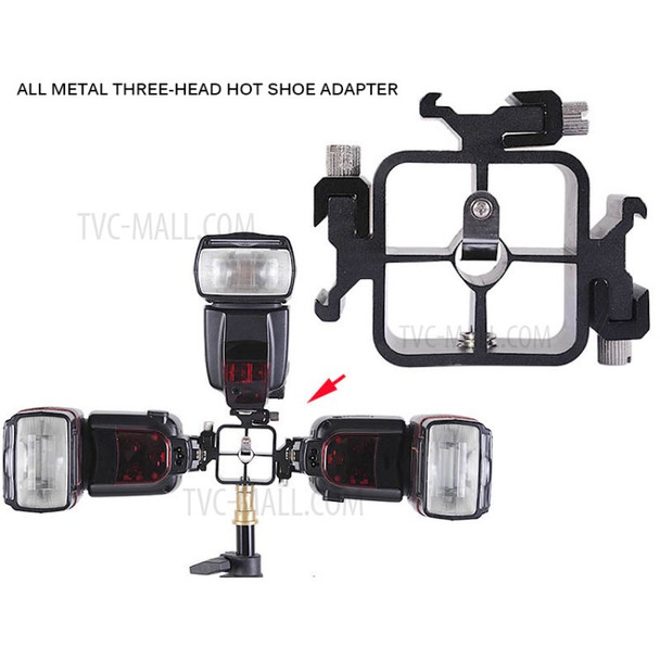 3 in 1 Triple Hot Shoe For Canon Tri-Hot Shoe Mount Adapter Flash Holder Umbrella Bracket
