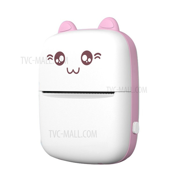 Mini Thermal Printer Wirelessly BT 200dpi Photo Label Memo Wrong Question Printing with USB Cable - Pink