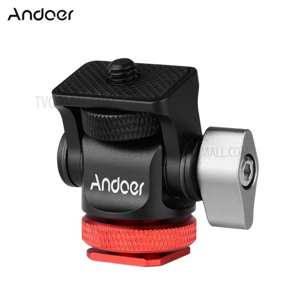 Andoer Mini Monitor Mount Tripod Head Cold Shoe Adapter Aluminum Alloy for Mounting Camera LED Fill Light - Red