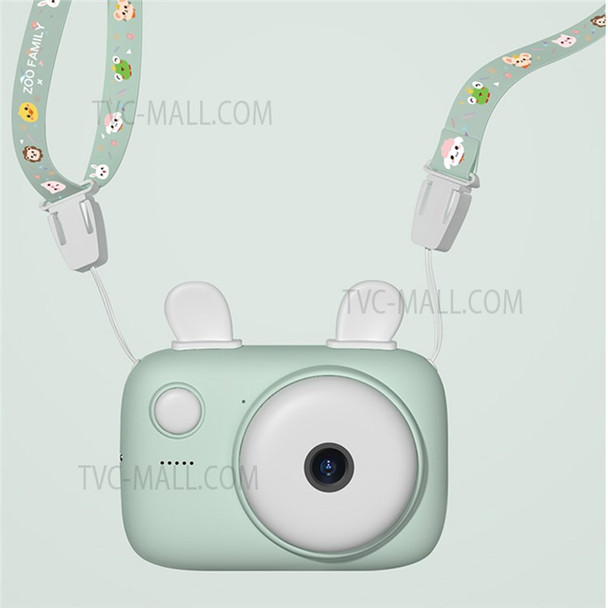 A2 2.4" IPS Screen Macaron Children Camera 4000W Dual Lens 1080P Mini Cute Camera with 32G Memory Card - Green