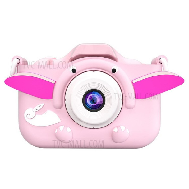 HD Screen Children Selfie Toy Camera Dual Lens Kids Mini Camcorder - Pink/Elephant