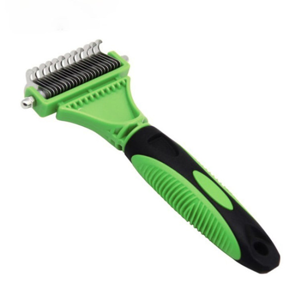 Pet Dogs Cats Double-sided Grooming Brush Comb Dematting Tool Kit - Green