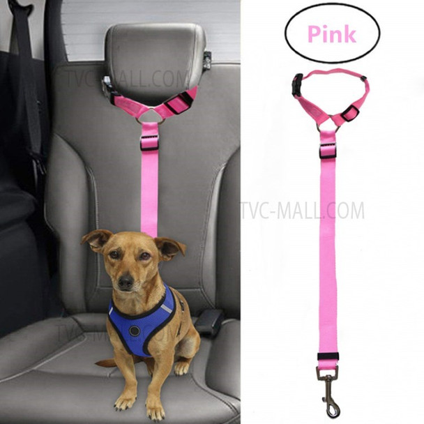 High-quality Adjustable Portable Dog Cat Harness Car Seat Belt Pet Leash - Pink