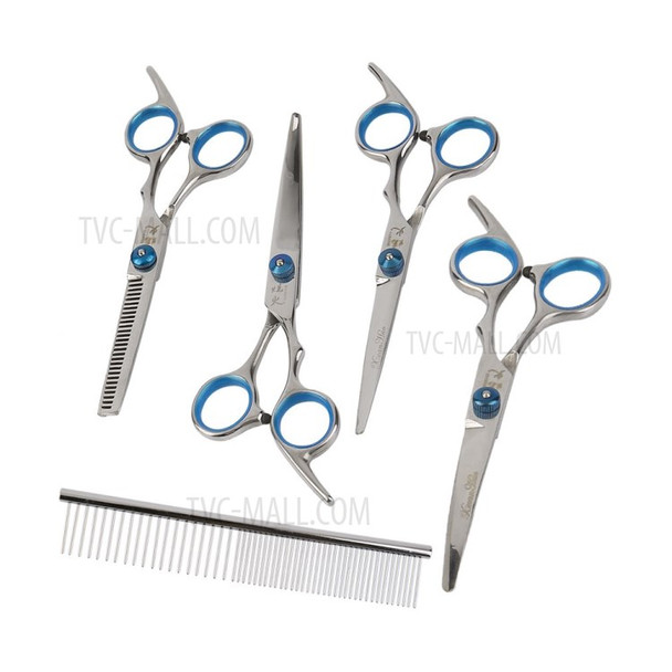 6PCS/Set Professional Pets Grooming Scissors Set Shears Hairdressing Haircut Tools Kit