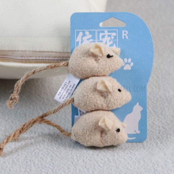 3Pcs Catnip Mouse Cat Pet Toy Cat Scratch Feather Rat Toy - Beige