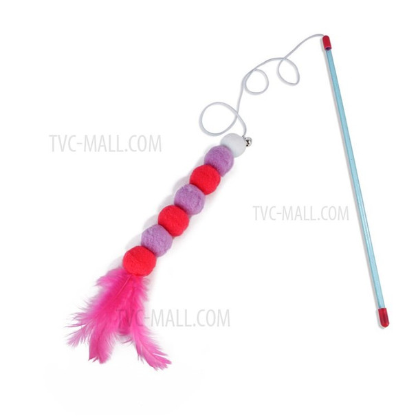 Interactive Cat Feather Wand Toy Cat Teaser Pet Toy - Red