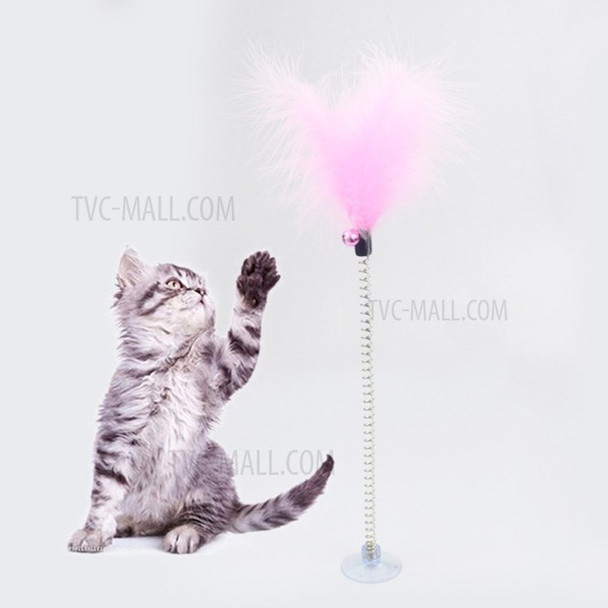 Suction Feather Cat Wand Teaser Interactive Toy - Pink