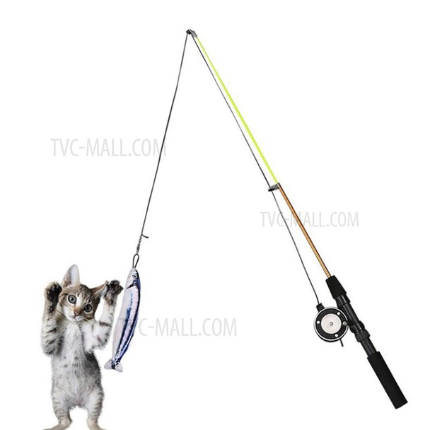 Pet Toy Cat Stick Telescopic Pulley Fishing Rod Cat Wand - White