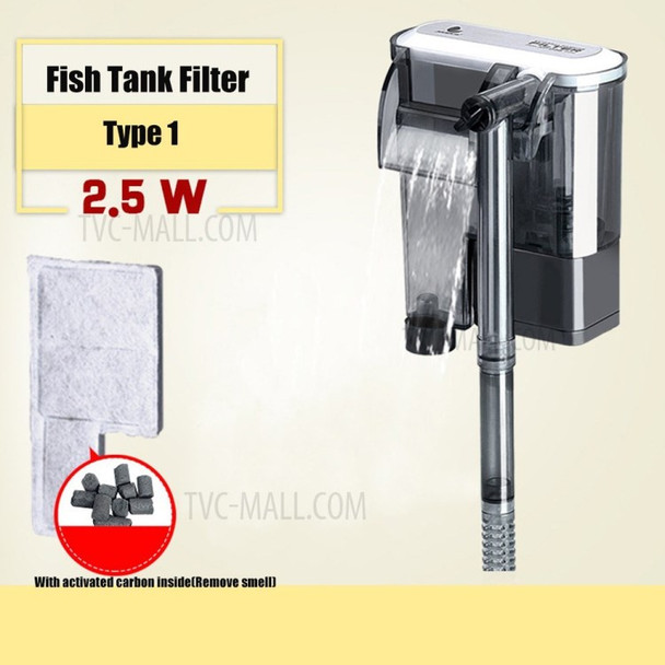 Fish Tank Filter Aquarium External Filter Waterfall Suspension Oxygen Pump Submersible Hanging Fliter - Type1 (160L/H)