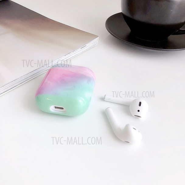 Marble Texture Silicone Case with Ring for Apple AirPods with Charging Case (2019)/(2016)/Wireless Charging Case (2019) - White