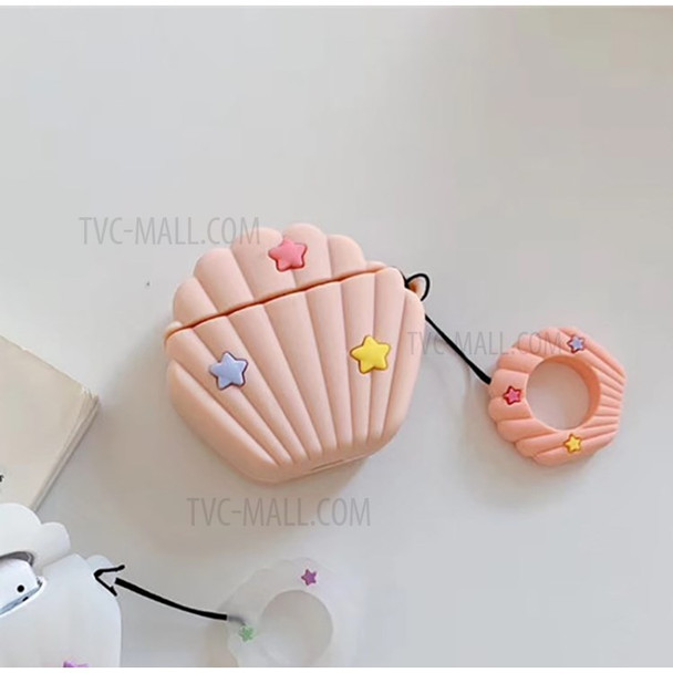 3D Seashell Earphone Silicone Case Shell for Apple AirPods with Wireless Charging Case (2019) /with Charging Case (2019)(2016) - Pink