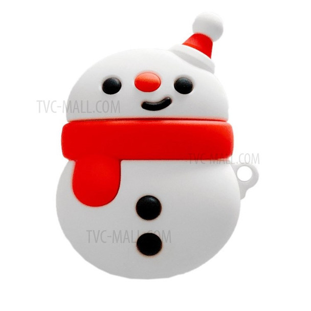 For AirPods 1 2 Case Protector Christmas Snowman Bluetooth Earphones Cover - Red