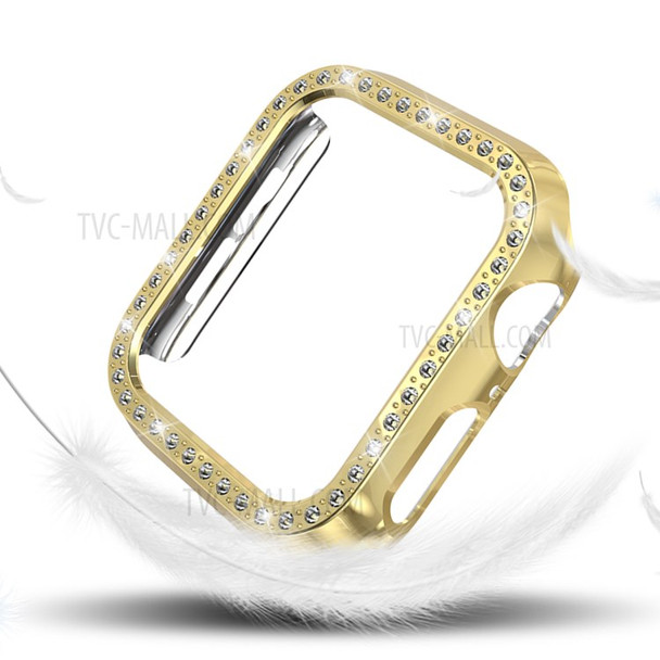 Single Row Rhinestone Decor PC Watch Case for Apple Watch Series 4 44mm - Gold