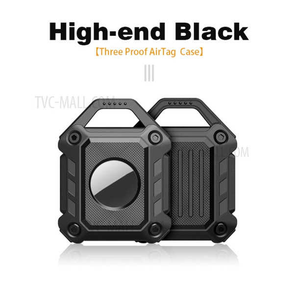 TPU Armor Protective Case Shell Sleeve for Apple AirTag with Keychain TPU Shockproof Cover - Black
