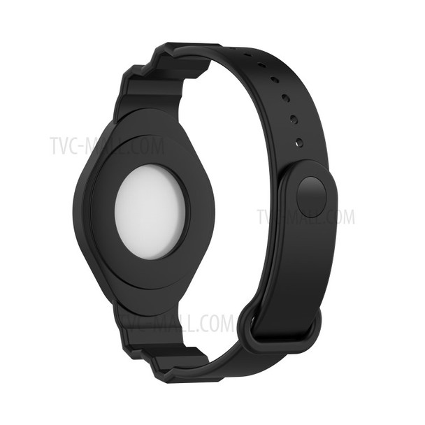 Anti-Lost Protective Cover Case Kids Elderly Silicone Bracelet Wristband Strap for Apple AirTag Tracker - Black