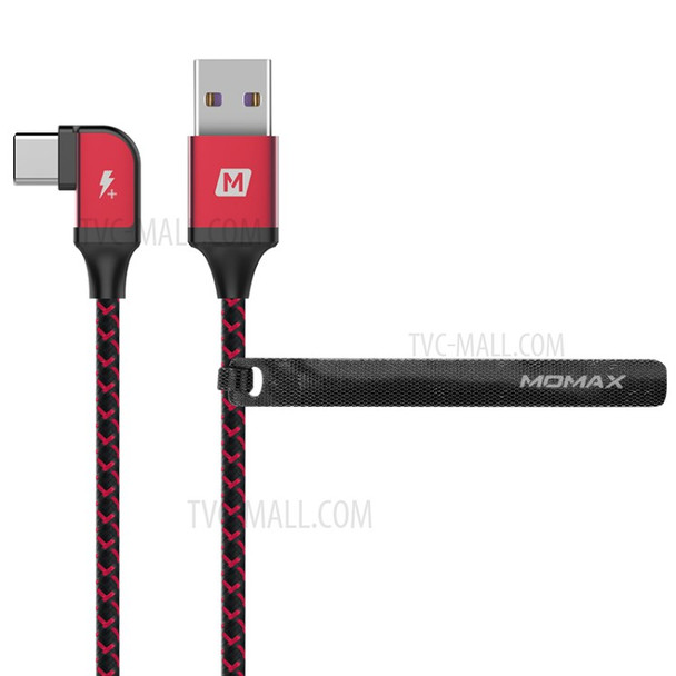MOMAX L-shape 5A Type-C to USB Cable Support Data Sync and Charge 1.2m - Red