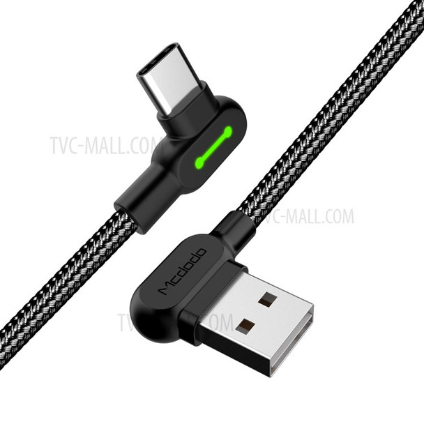 MCDODO CA-5282 Button Series Nylon Braided 1.8M Type-C USB Data Sync Charging Cable for Samsung Huawei HTC - Black