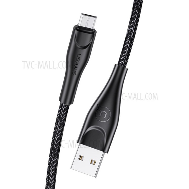 USAMS 2M Nylon Braided Micro USB Data Sync Charging Cable for Samsung Huawei Xiaomi - Black