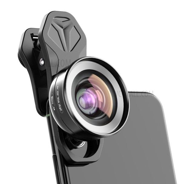 APEXEL APL-HB2IN1WM Phone Lens 2 in 1 Clip-on 10X Macro Lens + 120° Wide Angle Lens Kit