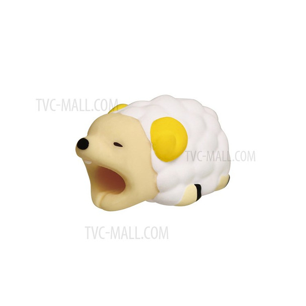 Lovely Cartoon Animal Cable Bite USB Charging Cord Guardian for iPhone - Sheep