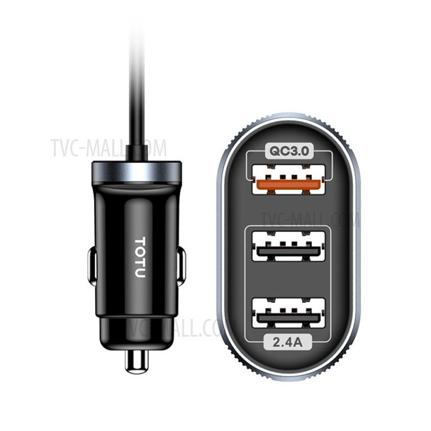 TOTU DCCQ-006 QC3.0+2.4A Wired Car Charger for iPhone Samsung Huawei etc.