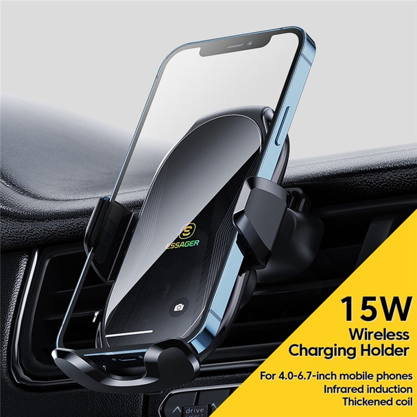 ESSAGER 15W Wireless Car Charger Fast Charging Car Mount Car Air Vent Holder for Cell Phone GPS Navigation