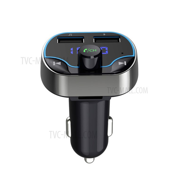 T24 Car FM Tranmitter Voice Navigation Bluetooth MP3 Player Vehicle Fast Charger for iPhone Samsung Huawei etc.