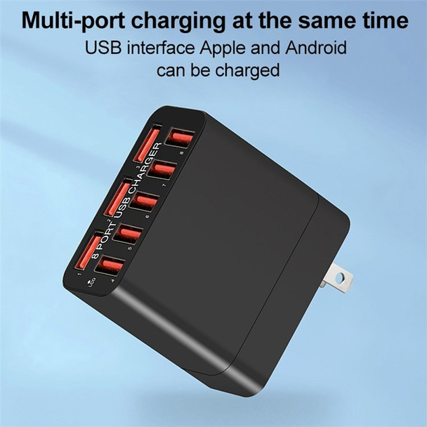 WLX-82 40W US Plug 8 Ports USB Charging Power Adapter Wall Charger for iPhone/Android Phone