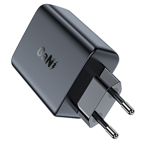ACEFAST A29 EU Plug PD 50W GaN USB-C+USB-C Dual Port Wall Charger Phone Fast Charging Adapter - Black