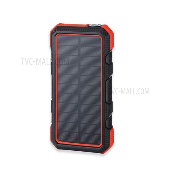 20000mAh Solar Power Bank Wireless Charger Dual USB + Type-C 18W PD Fast Charging Mobile Power with LED Flashlight (Not Support FOD Function) - Red