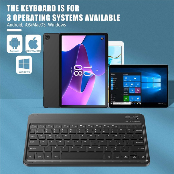 For Lenovo Tab M10 (Gen 3) Anti-Scratch Protective Case with Bluetooth Keyboard Shockproof Stand Leather Cover with Pen Slot