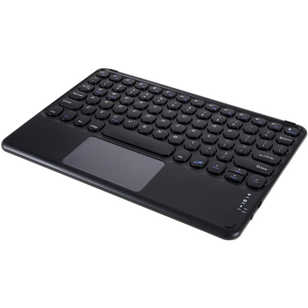 250 10 Inch Portable Bluetooth Keyboard Ultra-thin Magnetic Wireless Keyboard with TouchPad/Round Keycaps for Tablets Mobile Phones - Black