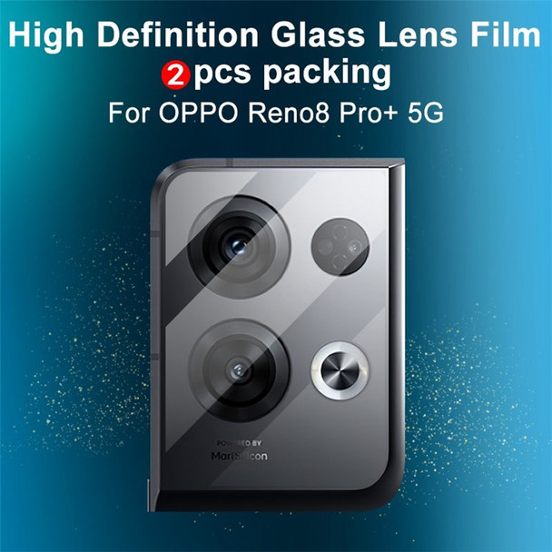 IMAK 2Pcs / Set Camera Lens Protector for Oppo Reno8 Pro+ 5G / Reno8 Pro+ 5G (Global Version), Tempered Glass Anti-Scratch Transparent Film