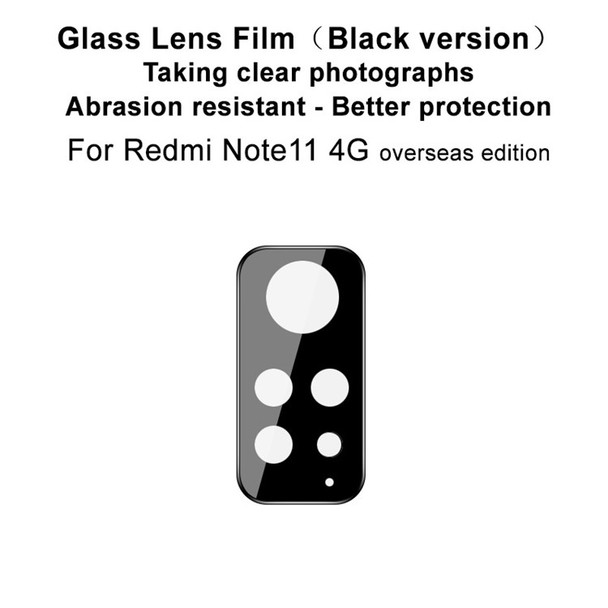 IMAK For Xiaomi Redmi Note 11 4G (Qualcomm)/(MediaTek) Camera Lens Protector Clear Tempered Glass Scratch-resistant Film (Black Version)