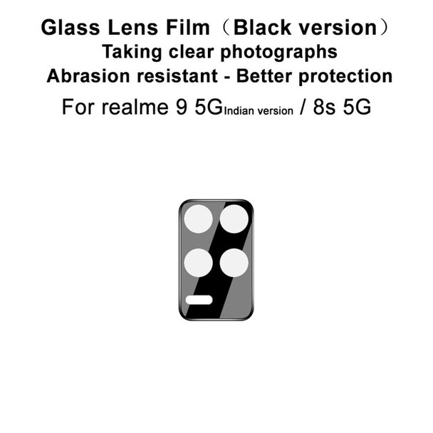 IMAK For Realme 9 5G/8s 5G Clear Camera Lens Protector Tempered Glass Bubble-Free Anti-Scratch Film (Black Version)
